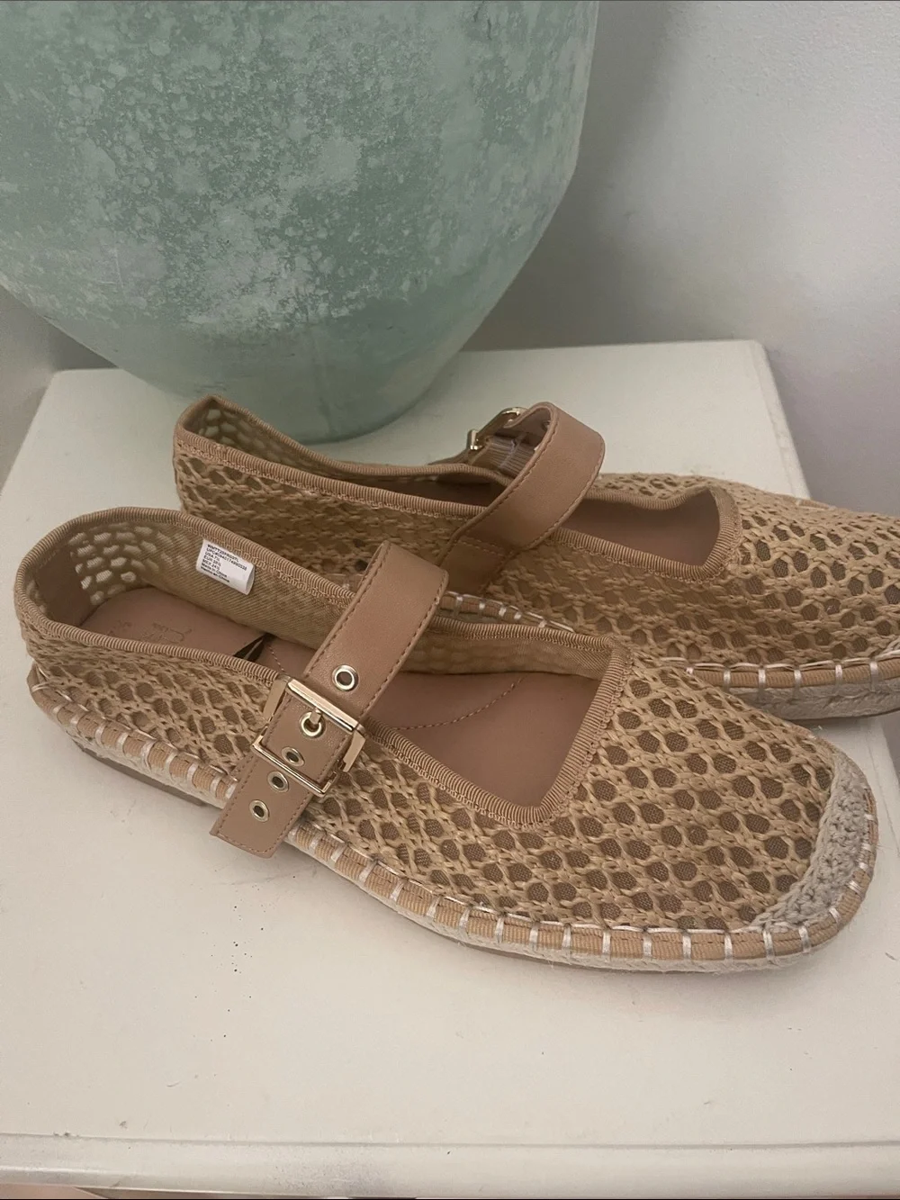 Time and Tru Woven Mary Jane Espadrille Flats in Light Brown